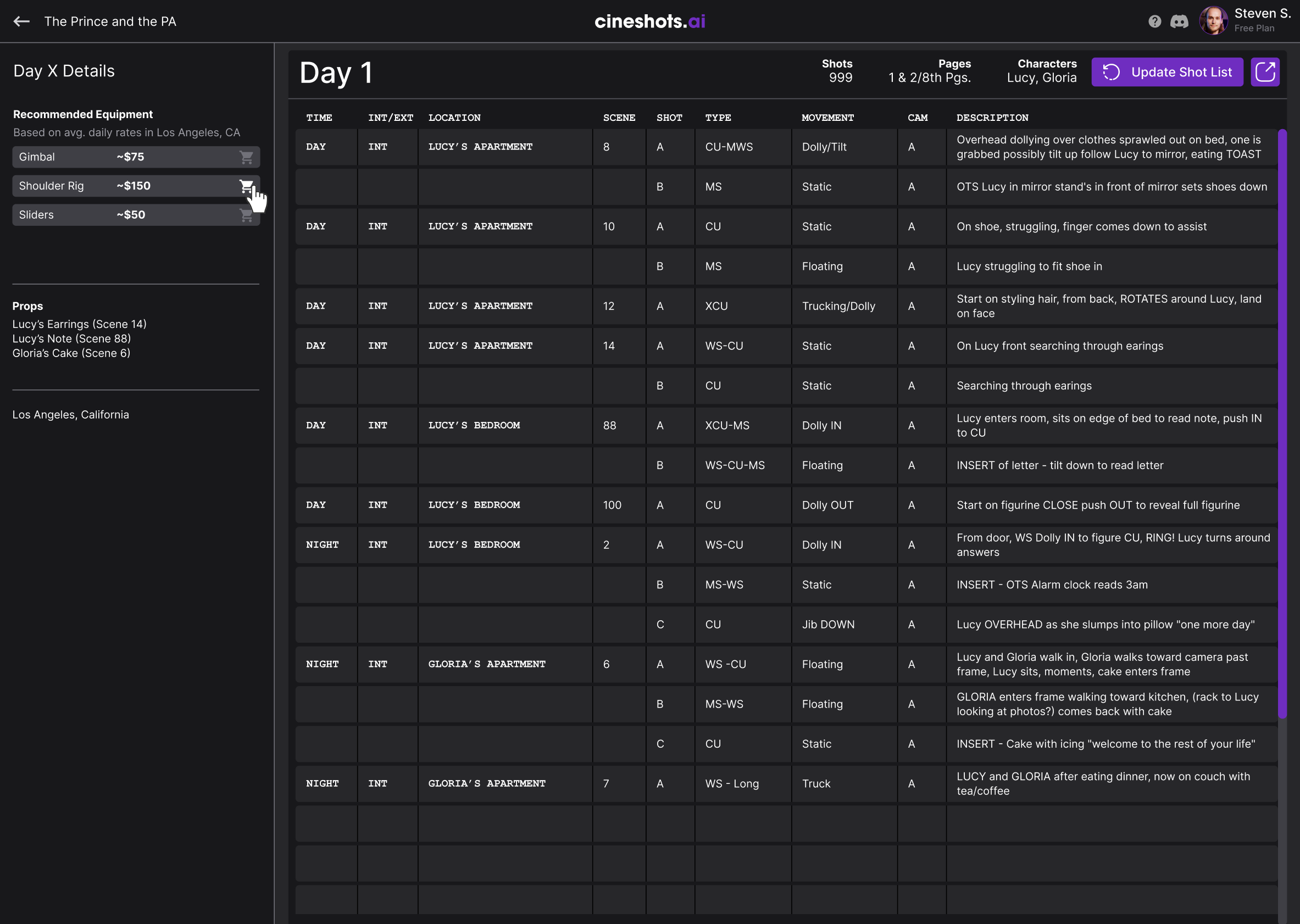 Equipment Selection Modal