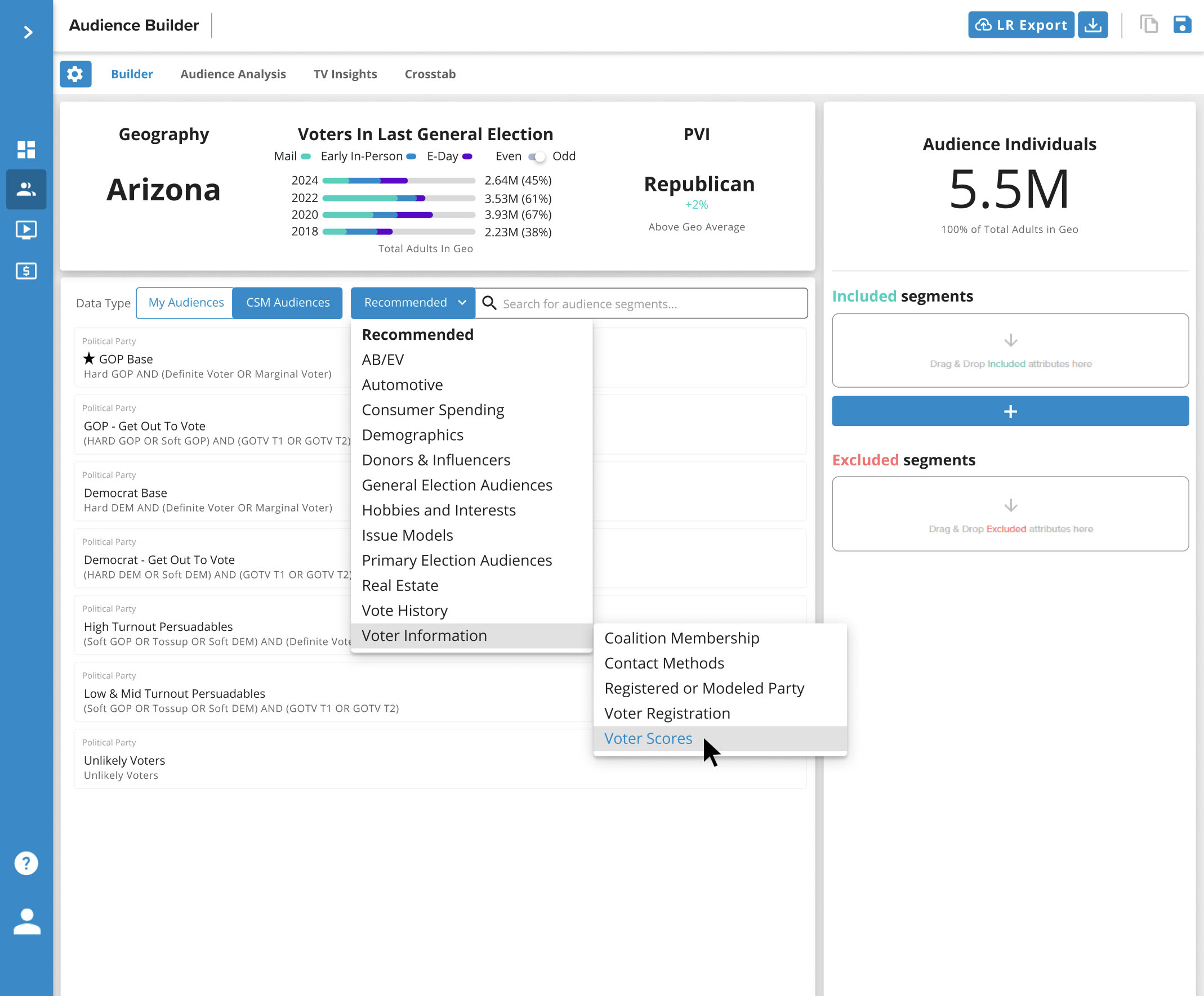 Audience Builder Category Selection