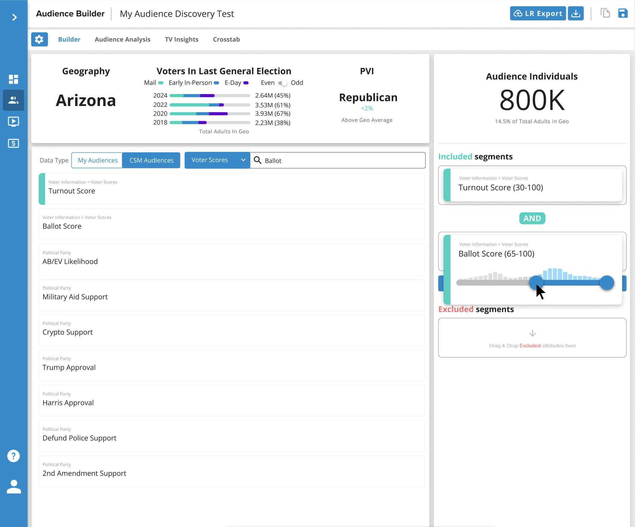Audience Builder Slider Controls