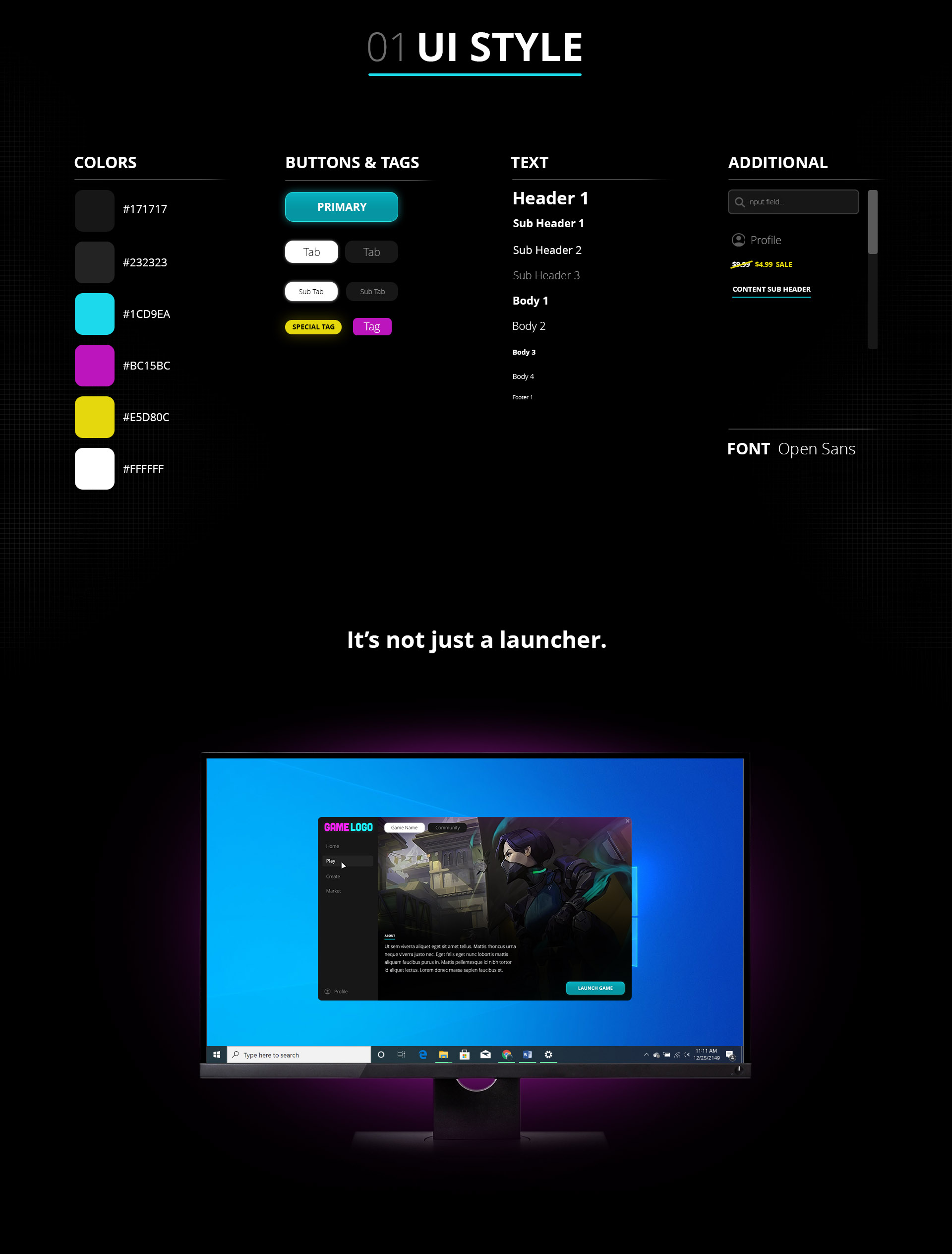 Game Launcher - Style Guide
