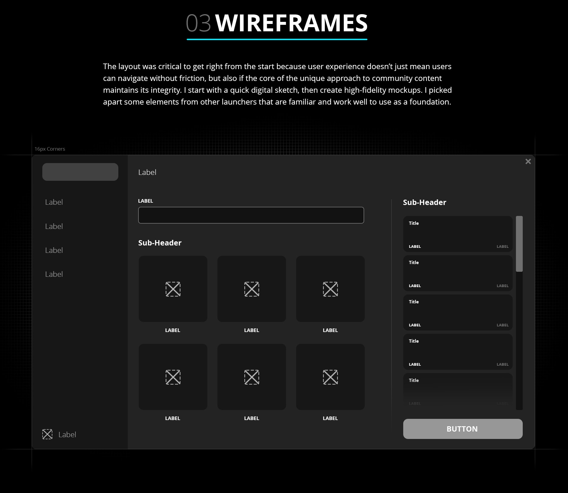 Game Launcher - Wireframes