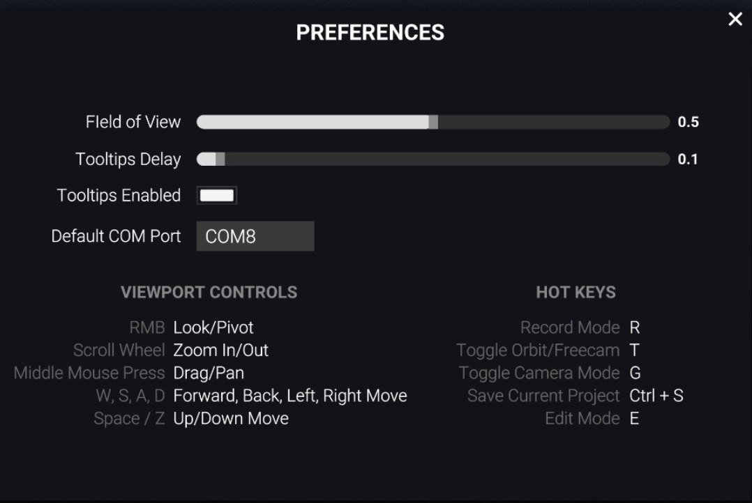 Tooltips and Preferences Interface